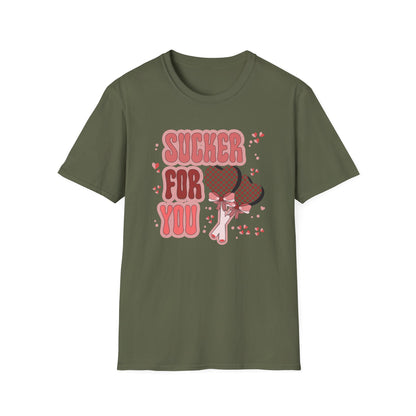Sweet Sucker For You T-Shirt | Retro Checkered Heart Lollipops | Valentine's Day Love Gift | Adorable & Trendy Romantic Tee