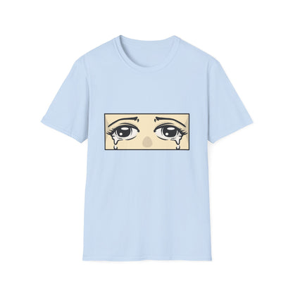 Iconic Crying Anime Eyes T-Shirt | Emotional Manga Sad Girl Aesthetic Pop Art Tee | Vintage Retro Comic Style