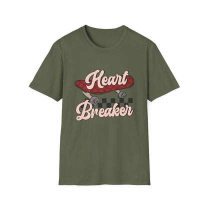 Awesome Heart Breaker Skateboard T-Shirt | Retro Vintage Skater Style Tee | Unique Grunge Graphic Top for Teens & Youth