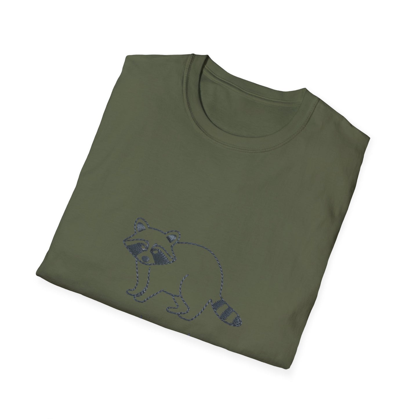 Hilarious Raccoon 'Snack Mode On' T-Shirt | Comfy Foodie Animal Tee | Unique Embroidered Look Gift for Snack Lovers