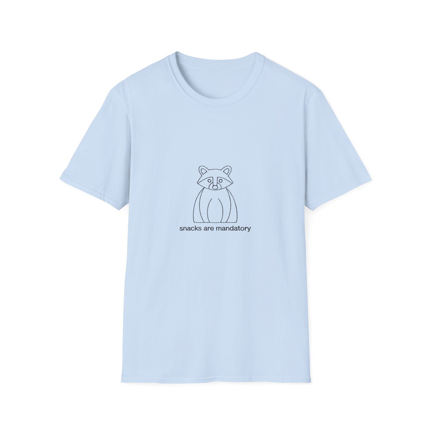 Hilarious Raccoon "Snacks are Mandatory" T-Shirt | Adorable Animal Lover & Foodie Tee | Must-Have Comfort Apparel