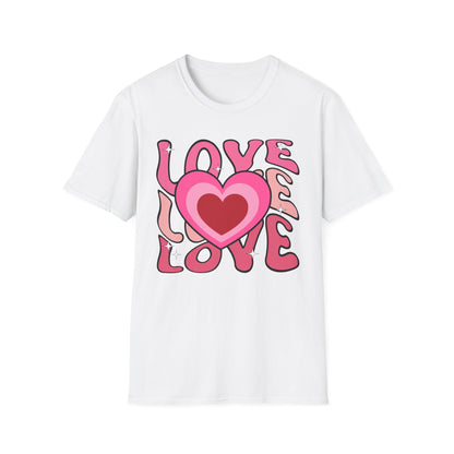 Groovy Pink Love Heart T-Shirt | Retro Y2K Sparkle Tee | Adorable Valentine's Day Gift for Her & Him