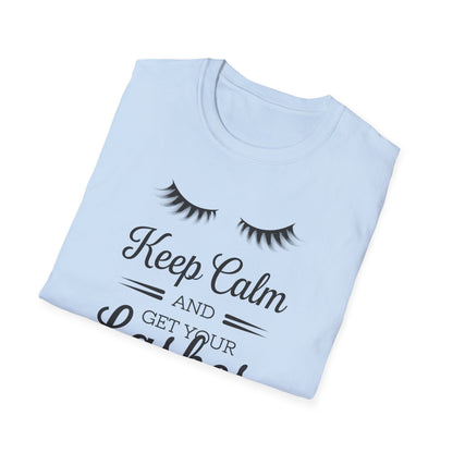Keep Calm & Get Your Lashes Done T-Shirt | Chic Beauty Lover & Lash Tech Gift Tee | Fun, Trendy Lashes Top