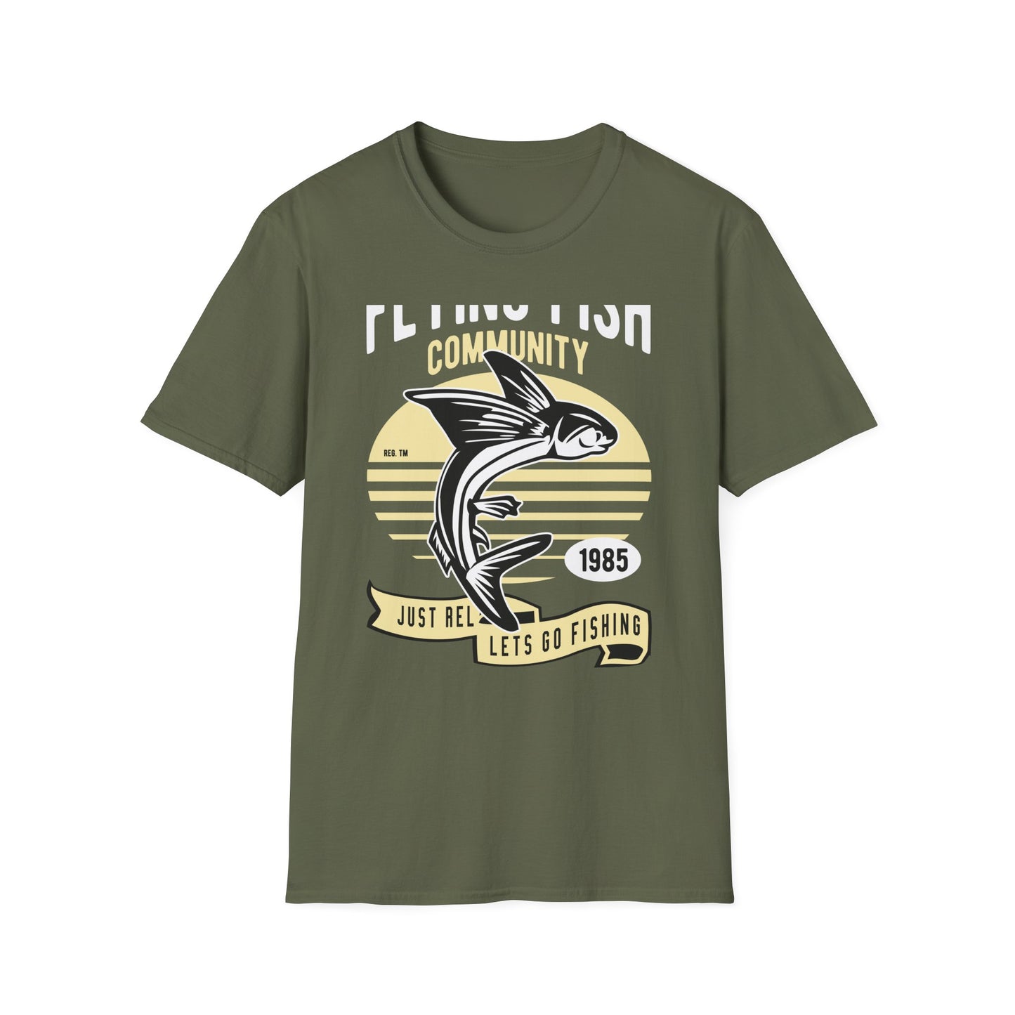 Classic Fishing Contest Community T-Shirt | Just Relax Let's Go Fishing Tee | Retro Jumping Fish Angler Apparel Gift