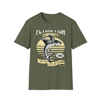Classic Fishing Contest Community T-Shirt | Just Relax Let's Go Fishing Tee | Retro Jumping Fish Angler Apparel Gift