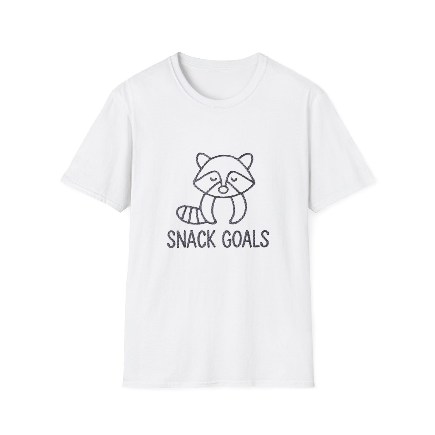 Awesome 'Snack Goals' Raccoon T-Shirt - Unique Braided Graphic Tee for Foodies & Animal Lovers