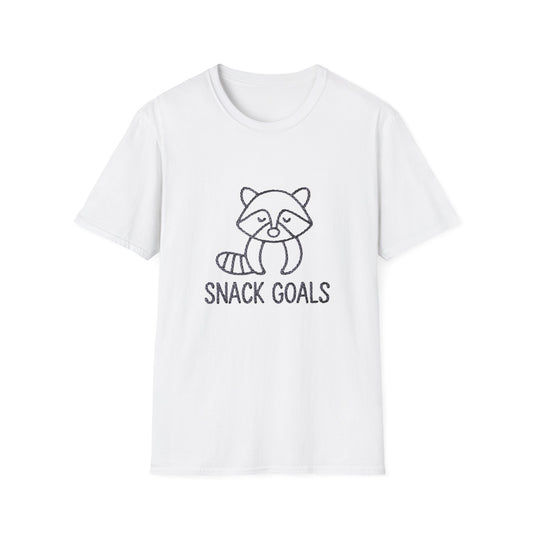 Awesome 'Snack Goals' Raccoon T-Shirt - Unique Braided Graphic Tee for Foodies & Animal Lovers