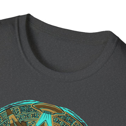 Epic Ancient Aliens T-Shirt: UFO & Pyramids with Aztec Calendar Design | Sci-Fi Mystery & Conspiracy Tee