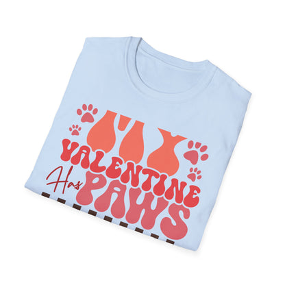 My Valentine Has Paws T-Shirt | Groovy Retro Pet Lover Tee | Adorable Dog Mom Cat Owner Gift