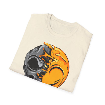 Vibrant Melting Skull & Sun T-Shirt | Psychedelic Dripping Skull Art Tee | Edgy Streetwear Graphic Tee