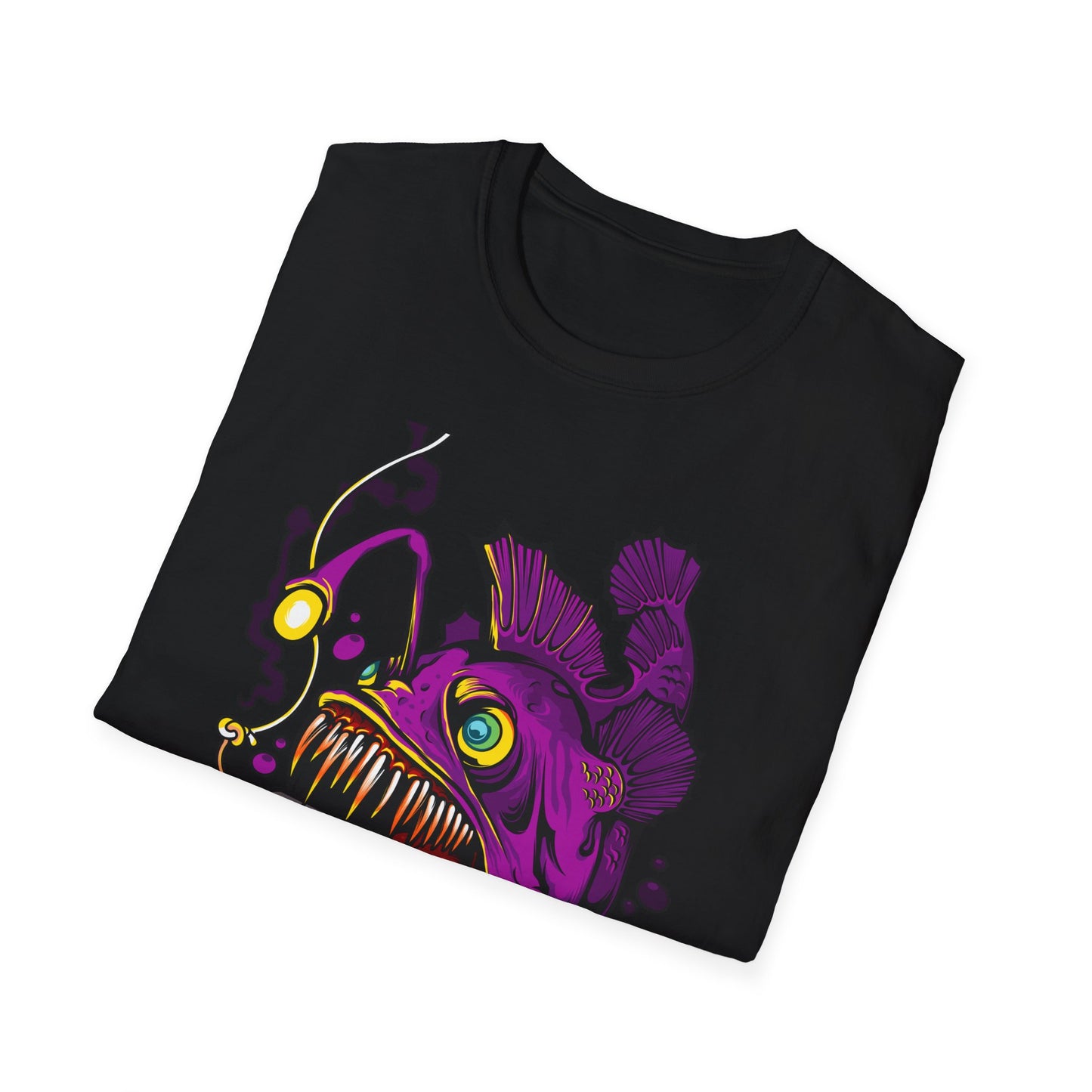 Fierce Anglerfish Smartphone T-Shirt - Deep Sea Tech Monster Graphic Tee | Unique & Trendy Gift for Gamers