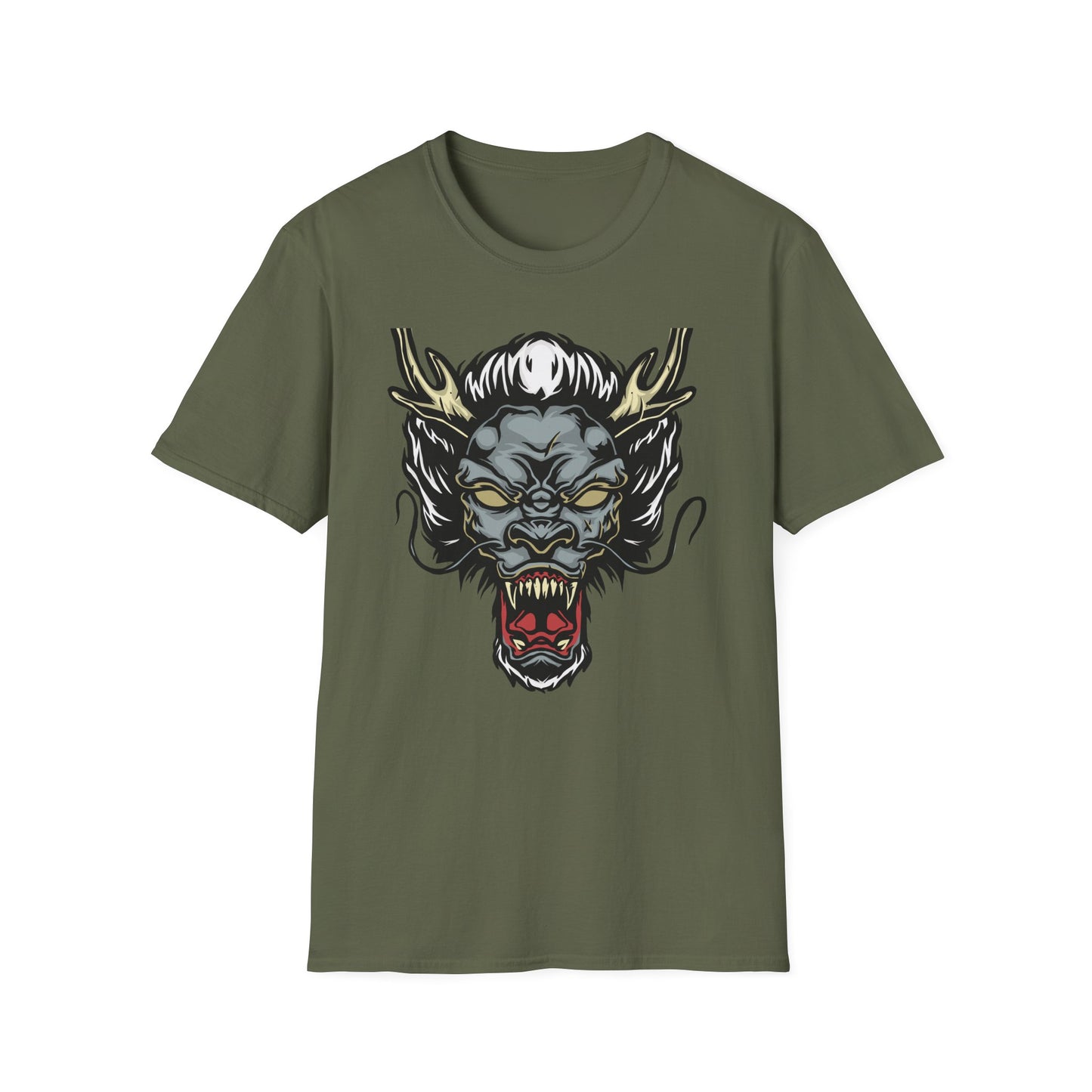 Powerful Japanese Dragon Head T-Shirt - Epic Mythical Beast Graphic Tee for Bold Style & Fantasy Fans
