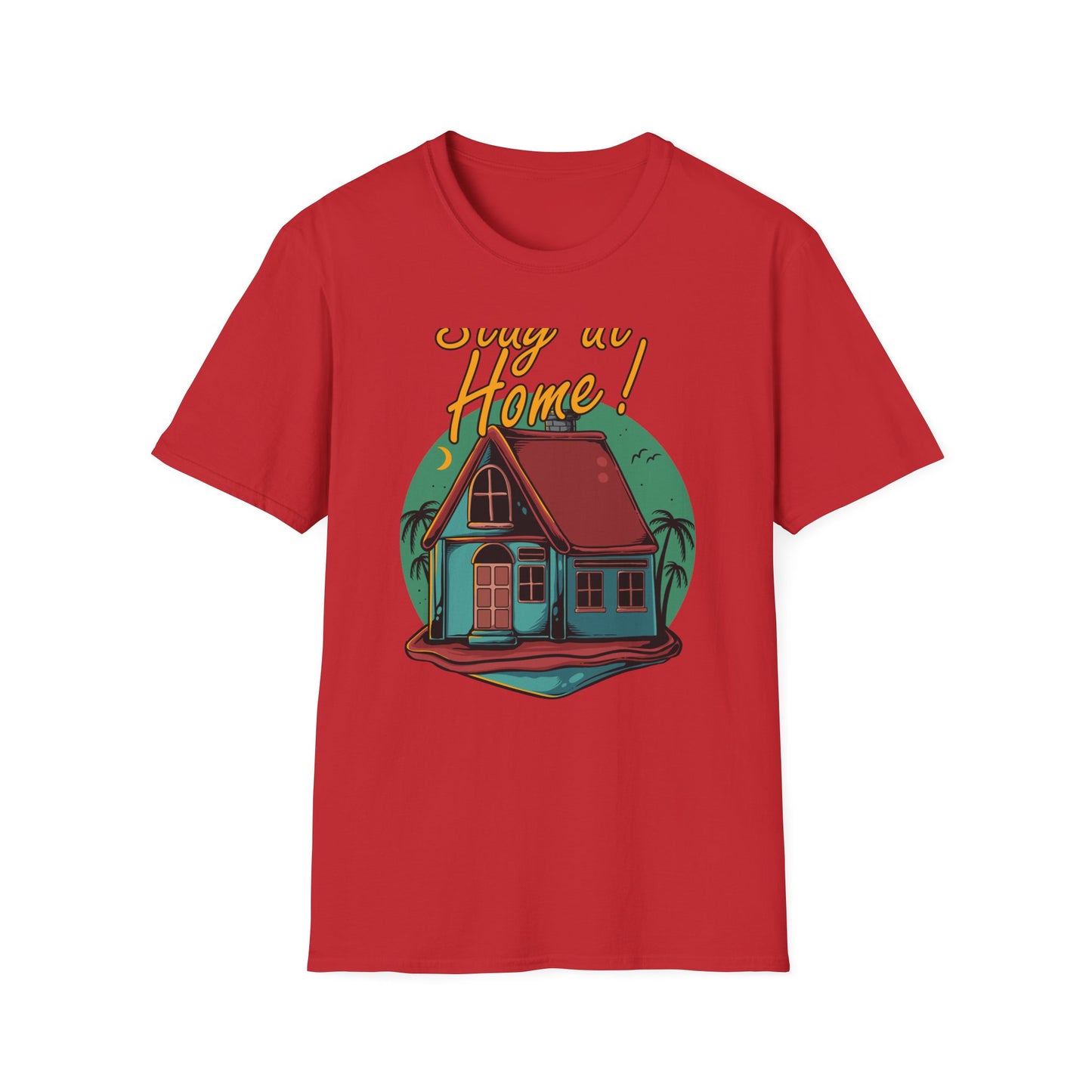 Cozy Stay at Home T-Shirt for Homebodies | Charming House & Palm Tree Design Tee | Ultimate Comfort Wear