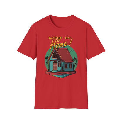 Cozy Stay at Home T-Shirt for Homebodies | Charming House & Palm Tree Design Tee | Ultimate Comfort Wear