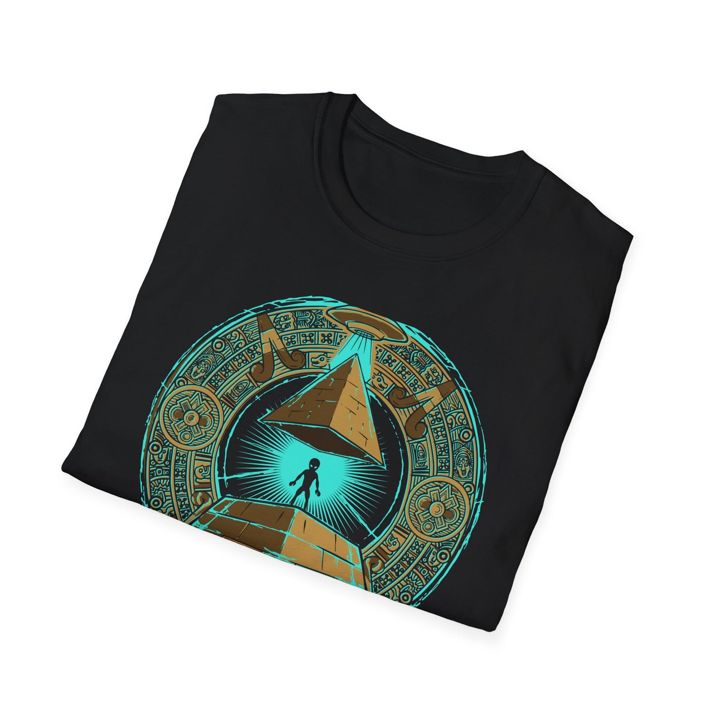 Epic Ancient Aliens T-Shirt: UFO & Pyramids with Aztec Calendar Design | Sci-Fi Mystery & Conspiracy Tee