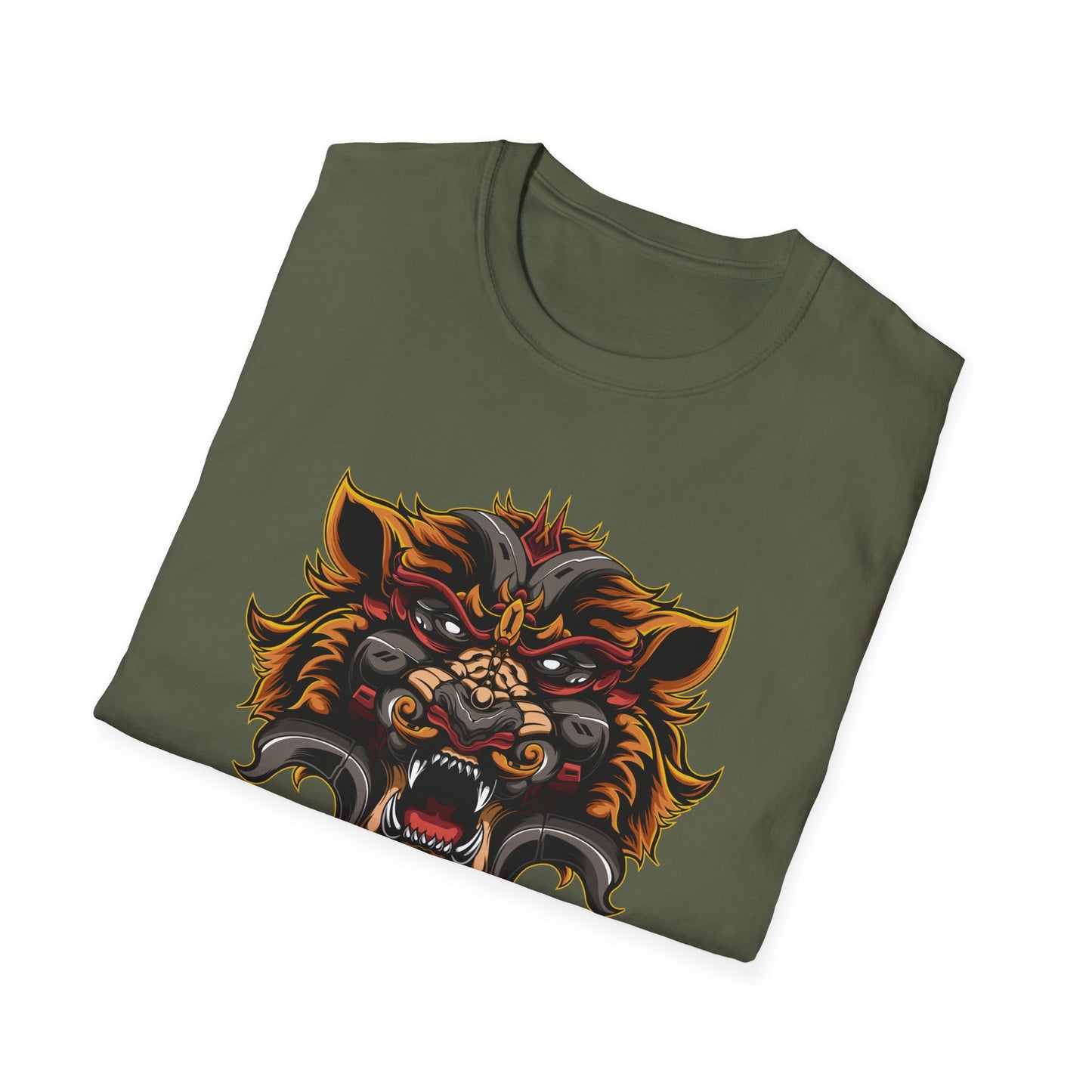 Fierce Mythic Cyber Warrior T-Shirt: Epic Japanese Beast Graphic Tee | Unleash Power & Style for Gamers & Streetwear