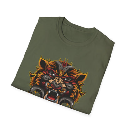 Fierce Mythic Cyber Warrior T-Shirt: Epic Japanese Beast Graphic Tee | Unleash Power & Style for Gamers & Streetwear