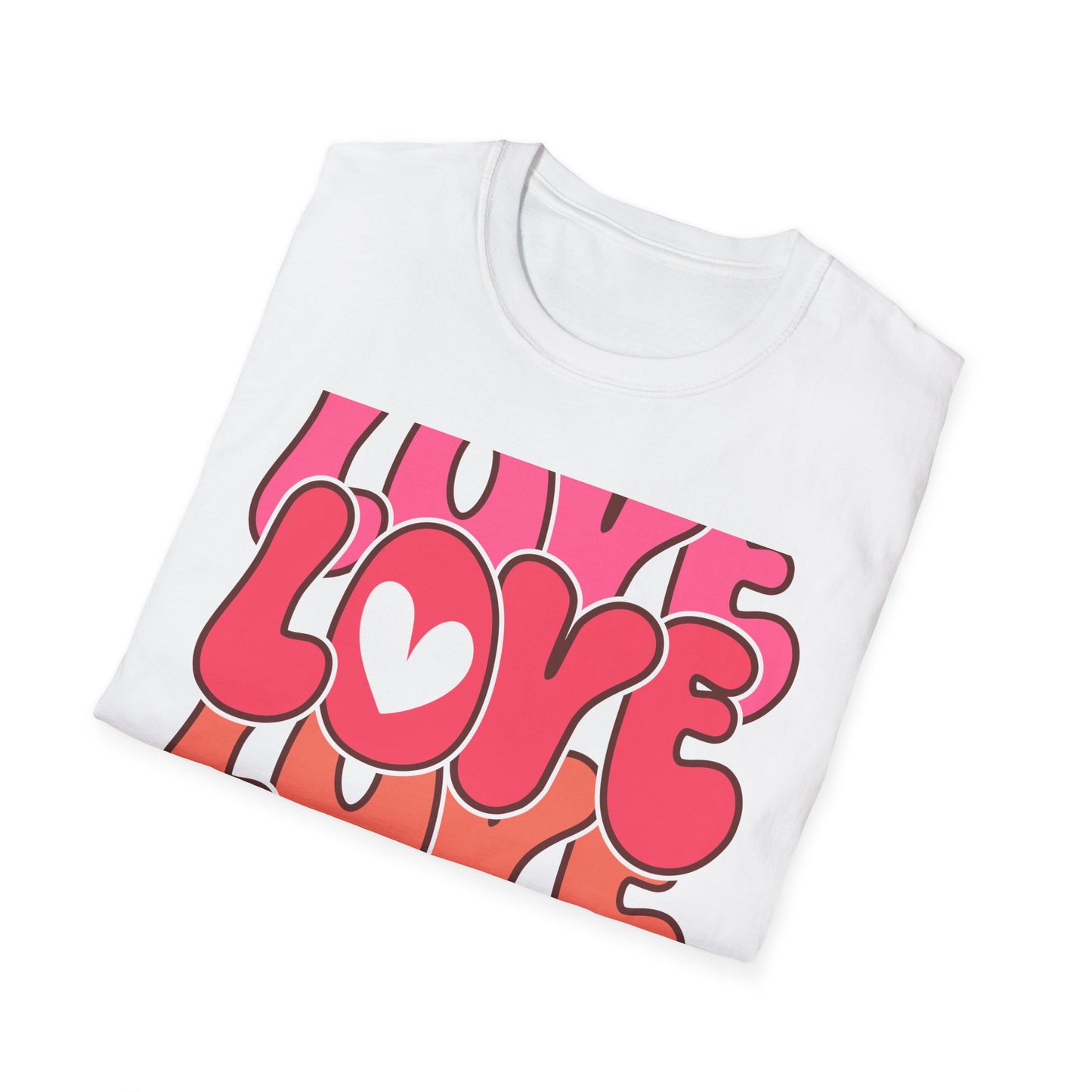 Vibrant Groovy LOVE XOXO T-Shirt | Retro Heart Bubble Letters Tee | Sweet Valentine's Day & Everyday Love Gift