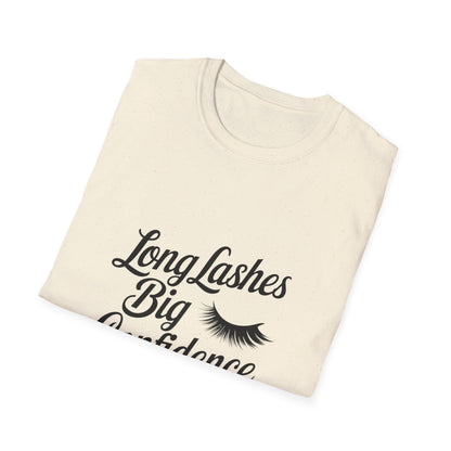 Glamorous Long Lashes Big Confidence T-Shirt | Empowering Women's Beauty & Makeup Lover Tee