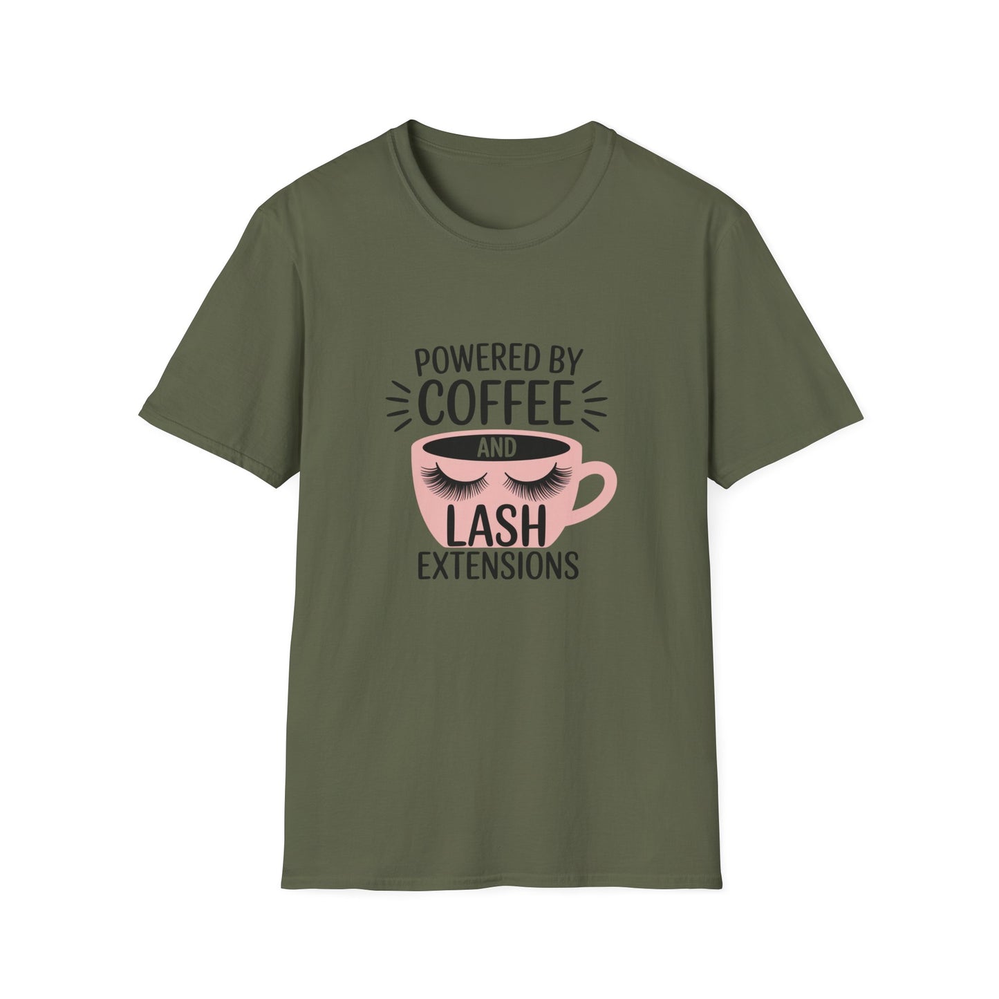 Ultimate Powered By Coffee & Lash Extensions T-Shirt | Trendy Beauty Lover & Lash Tech Gift Tee
