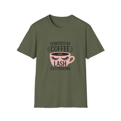 Ultimate Powered By Coffee & Lash Extensions T-Shirt | Trendy Beauty Lover & Lash Tech Gift Tee
