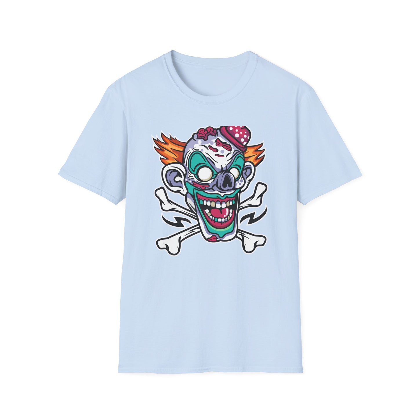 Spooky Zombie Clown Skull T-Shirt - Creepy Horror Fan Graphic Tee for Halloween & Edgy Style