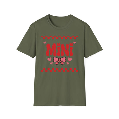 Adorable "MINI" Hearts & Bow T-Shirt | Trendy Checkered Design for Cute Girls & Sweethearts | Perfect Gift Tee