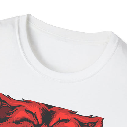 Fierce Red Snarling Beast T-Shirt: Unleash Your Inner Power - Aggressive Wolf Head Graphic Tee