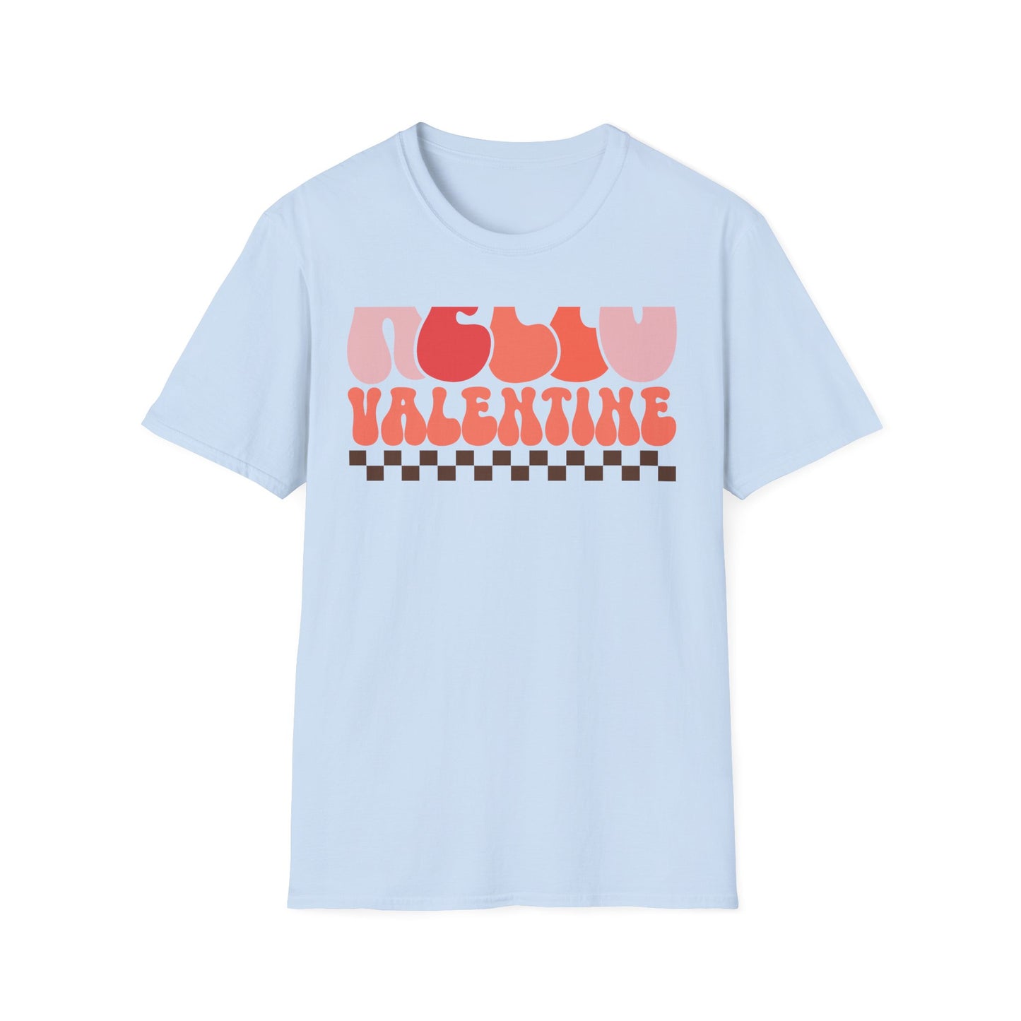 Groovy Hello Valentine T-Shirt - Retro 70s Style Tee with Checkerboard Print | Trendy Valentine's Day Gift for Her
