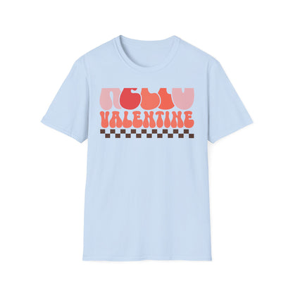 Groovy Hello Valentine T-Shirt - Retro 70s Style Tee with Checkerboard Print | Trendy Valentine's Day Gift for Her