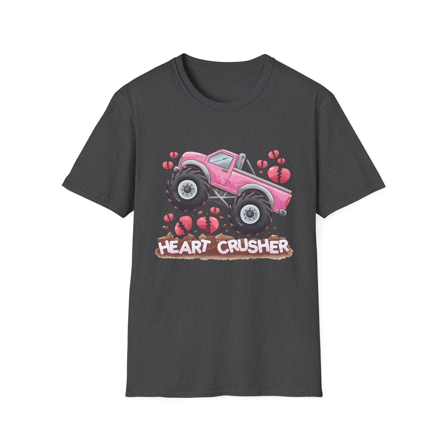 Epic Heart Crusher Monster Truck T-Shirt | Anti-Valentine's Day Breakup Tee | Sarcastic Love Humor Top