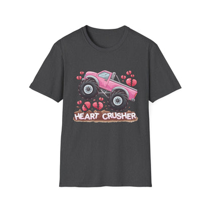 Epic Heart Crusher Monster Truck T-Shirt | Anti-Valentine's Day Breakup Tee | Sarcastic Love Humor Top