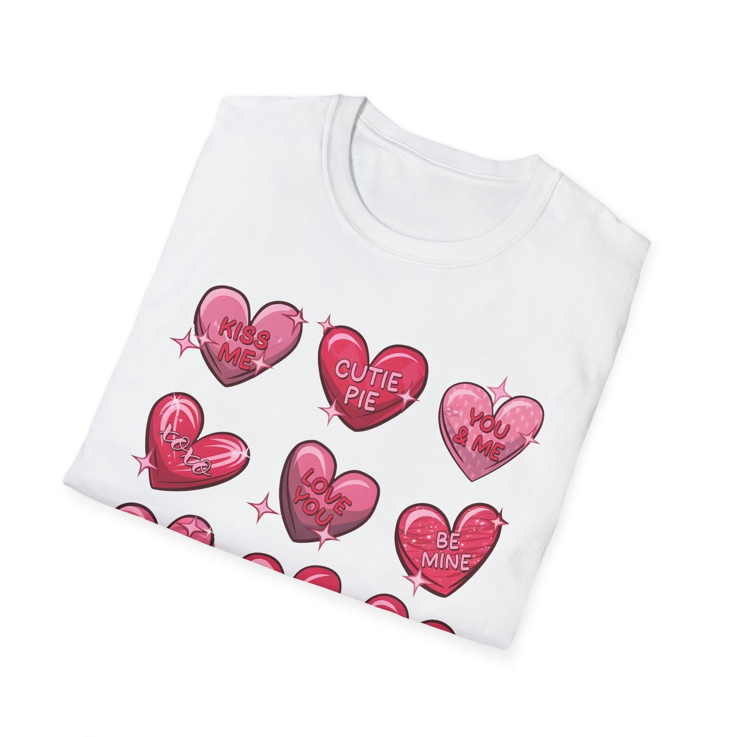 Adorable Valentine Candy Hearts T-Shirt | Sweet Love Messages Tee for Her & Him | Romantic "Kiss Me" Gift
