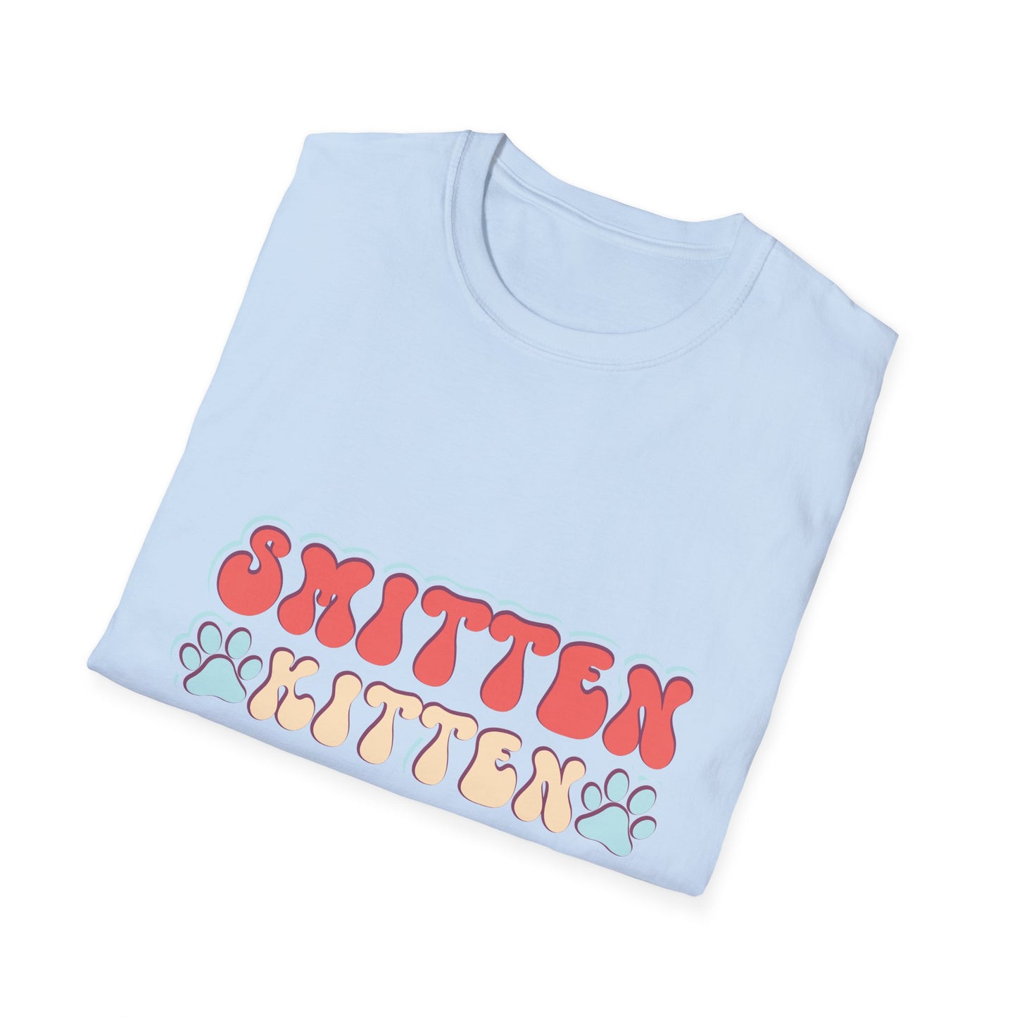 Adorable Smitten Kitten T-Shirt | Groovy Retro Paw Print Cat Lover Tee | Trendy Pet Mom Gift