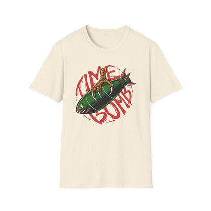 Bold Time Bomb Shark Missile T-Shirt | Edgy Tattoo Style Graphic Tee | Unleash Your Unique Statement