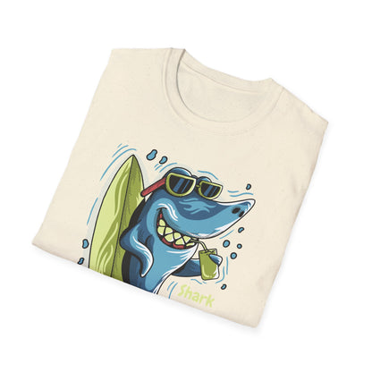 Chill Shark Summer Surfer T-Shirt | Funny Beach Vacation & Ocean Lover Tee | Awesome Ocean Vibes Gift for Men & Women