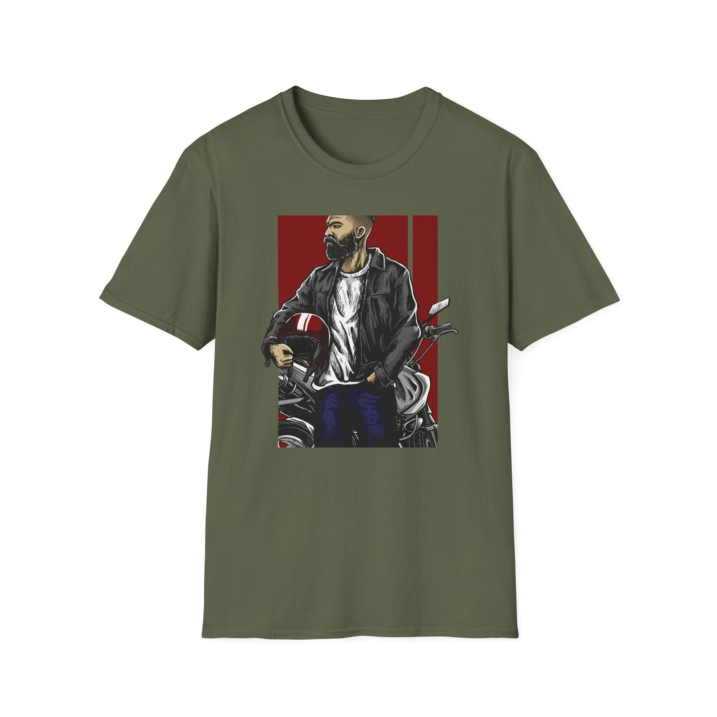 Epic Bearded Biker T-Shirt for Men | Stylish Motorcycle Rider Tee | Cafe Racer Lifestyle | Ultimate Freedom Ride Apparel Gift
