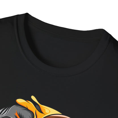 Edgy Half Skull Half Emoji T-Shirt | Unique Melting Monocle Face Tee | Awesome Duality Art for Bold Style
