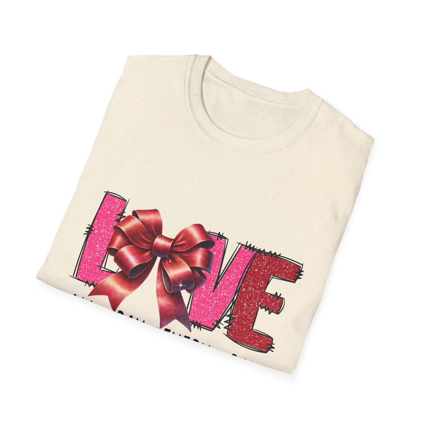 Sparkling LOVE Glitter Bow T-Shirt | Chic Valentine's Day Tee for Her | Dazzling Romantic Gift