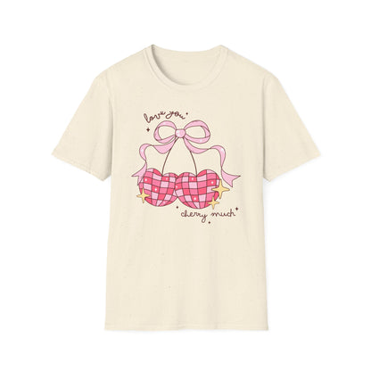 Irresistible 'Love You Cherry Much' T-Shirt | Cute Pink Heart Cherry Tee | Sweet Retro Vibe Valentine's Gift