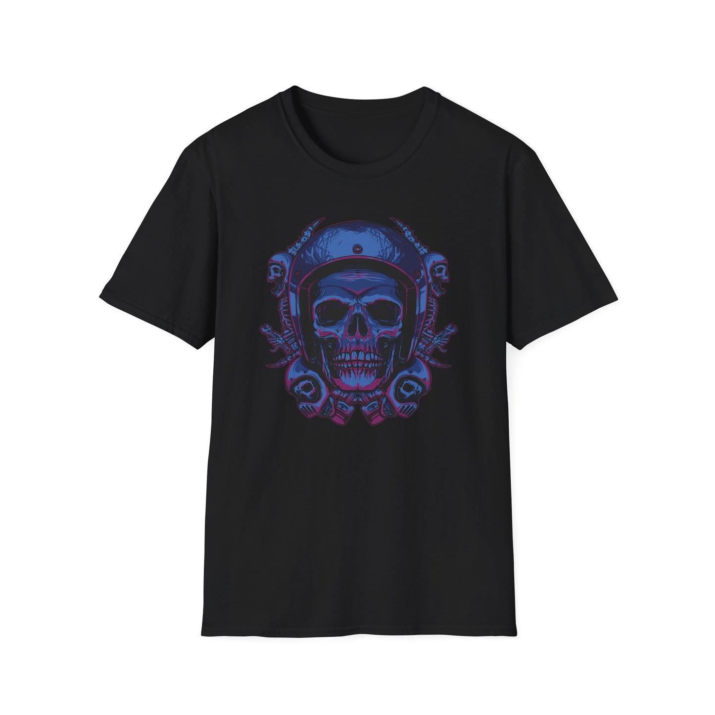 Epic Biker Skull T-Shirt | Mechanic Engine Design | Vintage Motorcycle Hot Rod Graphic Tee | Rebel Rider Gift