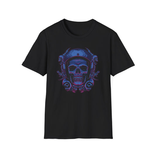 Epic Biker Skull T-Shirt | Mechanic Engine Design | Vintage Motorcycle Hot Rod Graphic Tee | Rebel Rider Gift