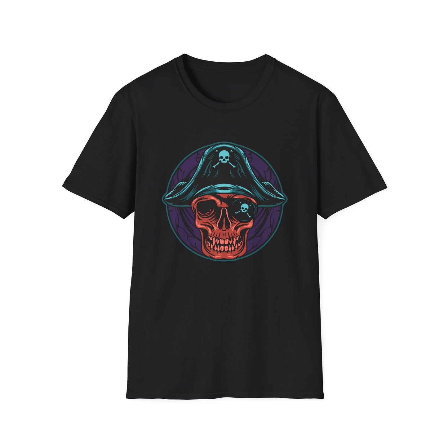 Epic Pirate Skull T-Shirt | Bold Tricorn Hat & Eye Patch Graphic Tee | Unique Adventure Apparel for Pirate Fans