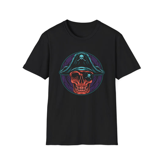 Epic Pirate Skull T-Shirt | Bold Tricorn Hat & Eye Patch Graphic Tee | Unique Adventure Apparel for Pirate Fans