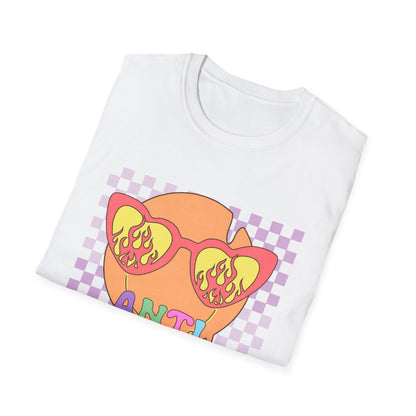 Anti Love Club T-Shirt | Edgy Retro Smiley Face & Flaming Heart Sunglasses | Trendy Grunge Y2K Aesthetic Tee