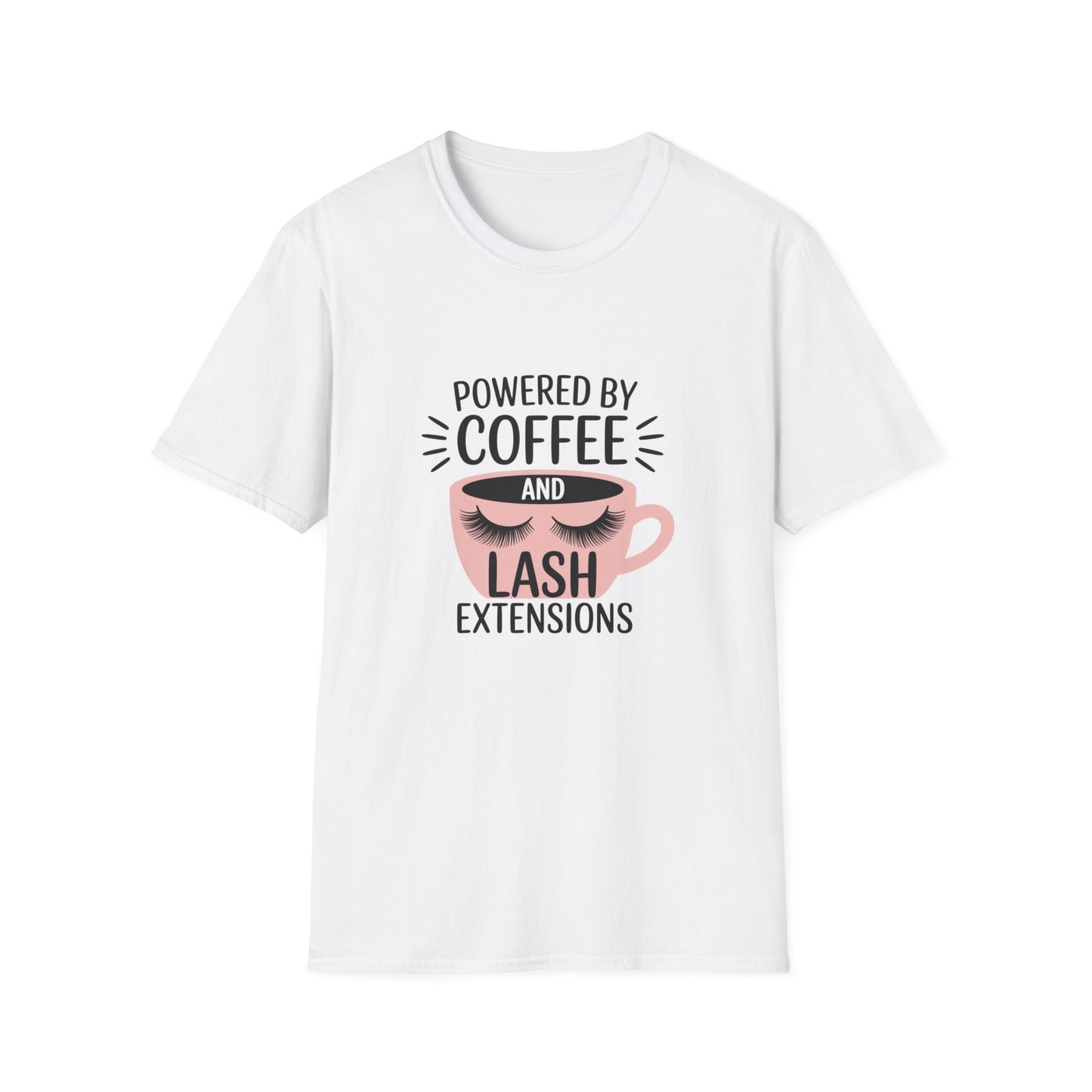 Ultimate Powered By Coffee & Lash Extensions T-Shirt | Trendy Beauty Lover & Lash Tech Gift Tee