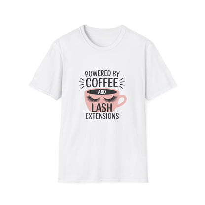 Ultimate Powered By Coffee & Lash Extensions T-Shirt | Trendy Beauty Lover & Lash Tech Gift Tee