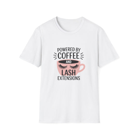 Ultimate Powered By Coffee & Lash Extensions T-Shirt | Trendy Beauty Lover & Lash Tech Gift Tee
