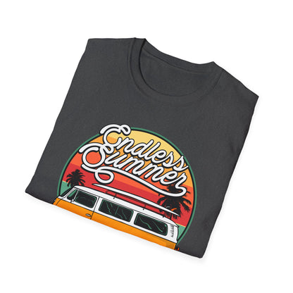 Iconic Endless Summer VW Bus T-Shirt | Vintage Surf Van & Sunset Palm Trees Tee | Perfect Beach Trip Gift