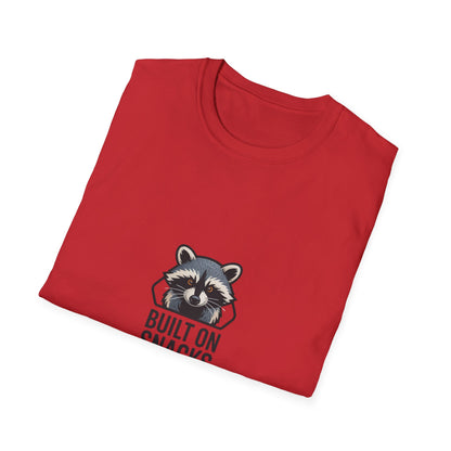 Hilarious Raccoon 'Built On Snacks' T-Shirt | Funny Animal Foodie Tee | Awesome Snack Lover Gift